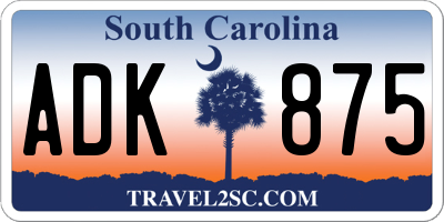 SC license plate ADK875
