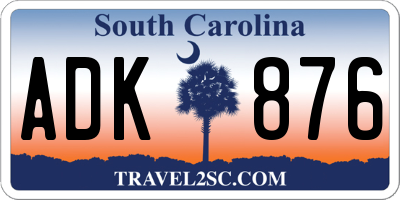 SC license plate ADK876