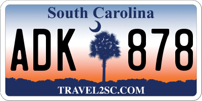 SC license plate ADK878