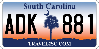 SC license plate ADK881