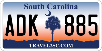 SC license plate ADK885