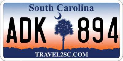 SC license plate ADK894