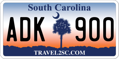 SC license plate ADK900