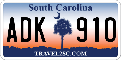 SC license plate ADK910
