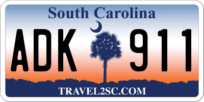 SC license plate ADK911