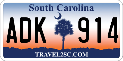 SC license plate ADK914