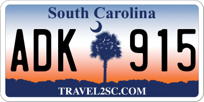 SC license plate ADK915