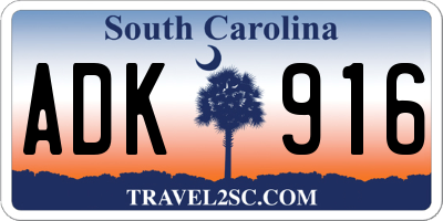 SC license plate ADK916