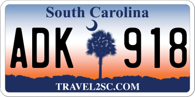 SC license plate ADK918