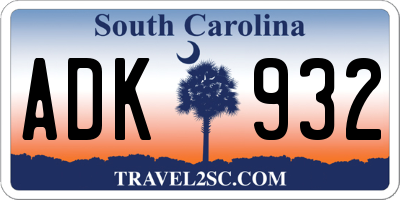 SC license plate ADK932