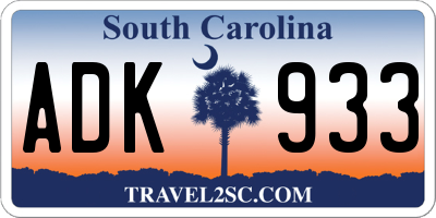 SC license plate ADK933