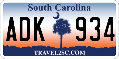 SC license plate ADK934