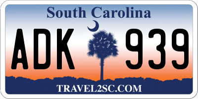 SC license plate ADK939
