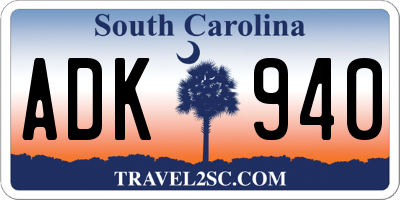 SC license plate ADK940