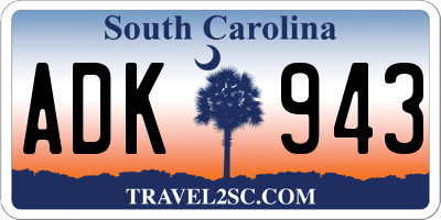 SC license plate ADK943