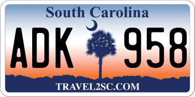 SC license plate ADK958