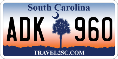 SC license plate ADK960