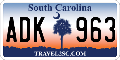SC license plate ADK963