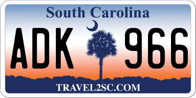 SC license plate ADK966