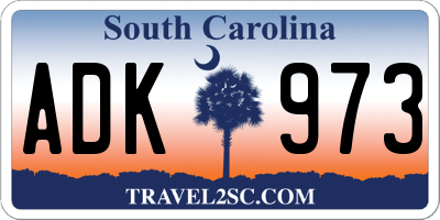 SC license plate ADK973