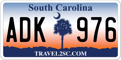 SC license plate ADK976