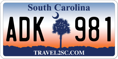 SC license plate ADK981