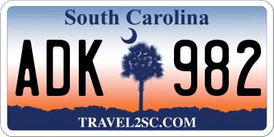 SC license plate ADK982