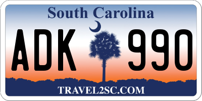 SC license plate ADK990