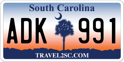 SC license plate ADK991