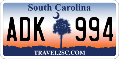 SC license plate ADK994