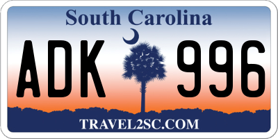 SC license plate ADK996