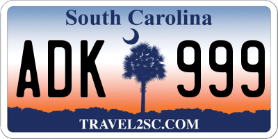 SC license plate ADK999