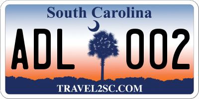 SC license plate ADL002