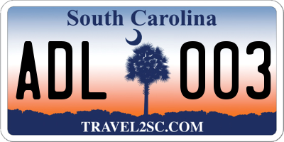 SC license plate ADL003
