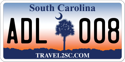 SC license plate ADL008