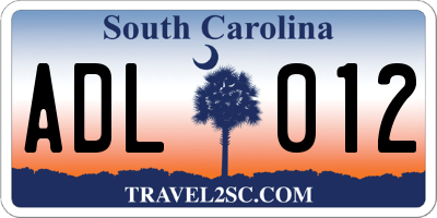 SC license plate ADL012