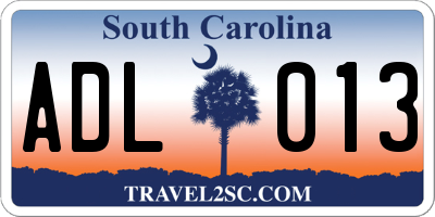 SC license plate ADL013