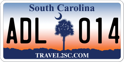 SC license plate ADL014