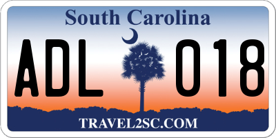 SC license plate ADL018