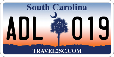 SC license plate ADL019