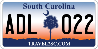 SC license plate ADL022