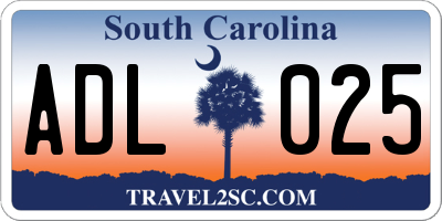 SC license plate ADL025