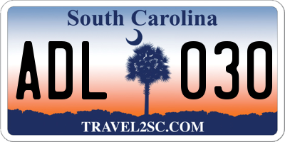 SC license plate ADL030