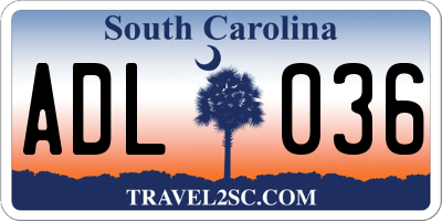 SC license plate ADL036