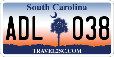 SC license plate ADL038