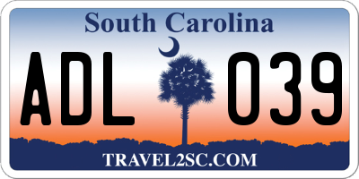 SC license plate ADL039