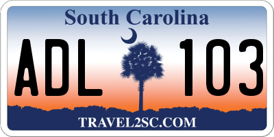 SC license plate ADL103