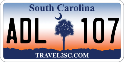 SC license plate ADL107