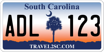 SC license plate ADL123