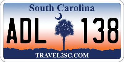SC license plate ADL138
